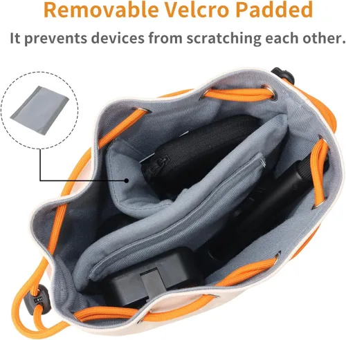 Vista 5 de CQT Bolsa Osmo 360 Mini 3 4 Pro con cordón ajustable, de piel sintética, bolsa de hombro, bolsa de almacenamiento impermeable para DJI Mavic MINI 4