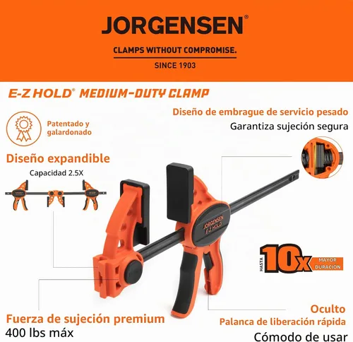Vista 2 de JORGENSEN E-Z Hold - Paquete de 2 abrazaderas de barra de carpintería