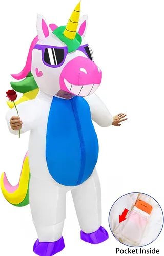 Vista 7 de Camlinbo Halloween Inflatable Unicorn Costume for Adults Women Men Full Body Blow up Halloween Costumes Party Cosplay