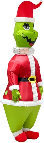 Vista 2 de VIONMI Disfraz inflable para adultos monstruo grande de Navidad verde para hombres divertido disfraz de Halloween Papá Noel cosplay fiesta traje