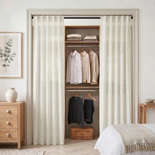 Vista 49 de XTMYI - Cortinas transparentes de 54 pulgadas de largo, juego de 2 paneles para baño, cortinas cortas de lino y algodón con semi privacidad