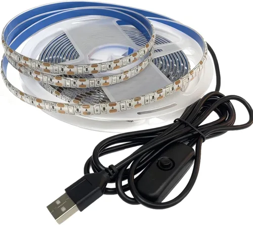 Vista 2 de Tira de luz LED UV 5V 395-405nm SMD2835 Tira de luz LED negra Tira de diodos LED Cinta de cinta púrpura Lámpara USB con interruptor para Navidad