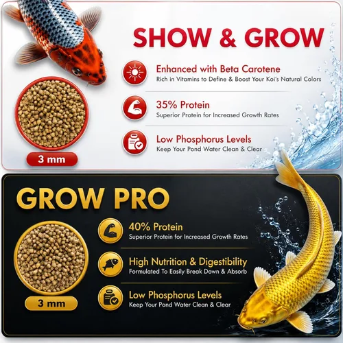 Vista 3 de HALF OFF PONDS Show & Grow Koi Fish Food - Pellets flotantes de 10 libras