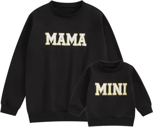 Vista 15 de Mommy and Me - Conjunto familiar de manga larga con cuello redondo y estampado de letras Rosado Rojo