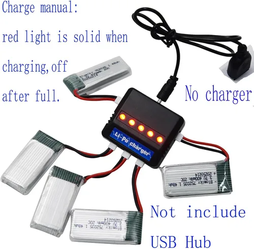 Vista 3 de Blomiky Paquete de 5 3.7 V 400 mAh 25C Li-Po MX2.0 Enchufe Batería Adecuado para Algunos Pequeños RC Quadcopter Drone Aviones /3.7V 400mAh MX 5