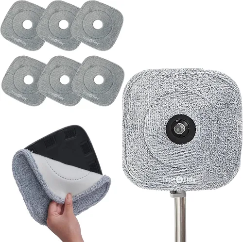 Vista 11 de True & Tidy Paquete de 2 almohadillas de microfibra extra gruesas de 9 pulgadas para mopa SPIN-800 TrueClean y cubo cuadrado, compatible con M16