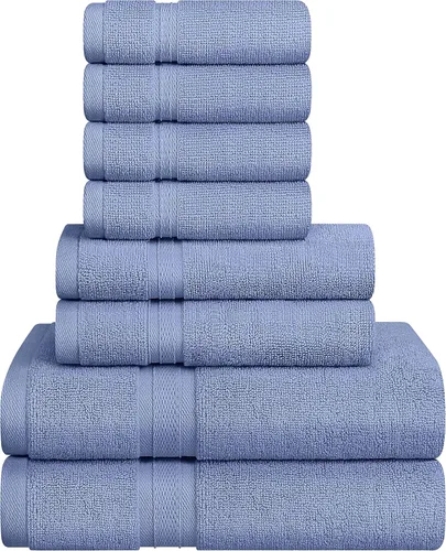 Vista 10 de Towel and Linen - Juego de toallas Mart color borgoña, 2 toallas de baño, 2 toallas de mano y 4 paños de 2 capas de baja torsión de 600 GSM, hilado