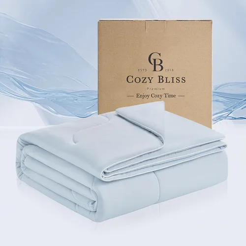Vista 10 de Cozy Bliss Sorona® - Edredón refrescante tamaño individual x fibra natural de viscosa Sorona®, manta de enfriamiento reversible y sedosa