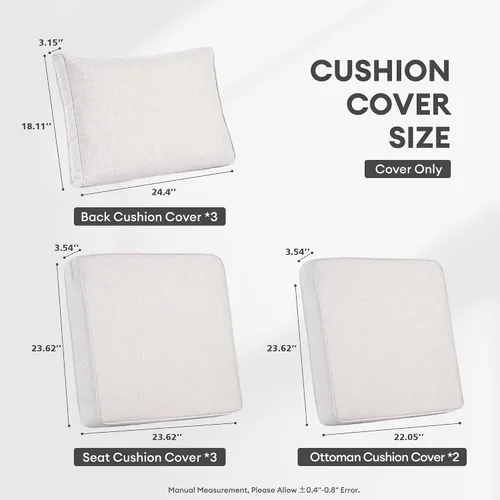 Vista 6 de ovios Fundas de cojín de patio, funda de cojín impermeable para muebles de exterior, sofá, sofá otomano, funda de cojín con cremallera