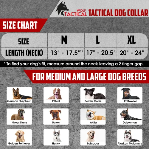 Vista 7 de Wolf Tactical Collar de perro - Collar militar resistente para perros grandes - Negro, Talla M