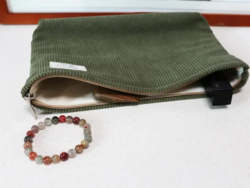 Vista 2 de HAPPYHEIDI Bolsa de maquillaje grande Bolsa de cosméticos de viaje, verde Bronce Verde Oliva