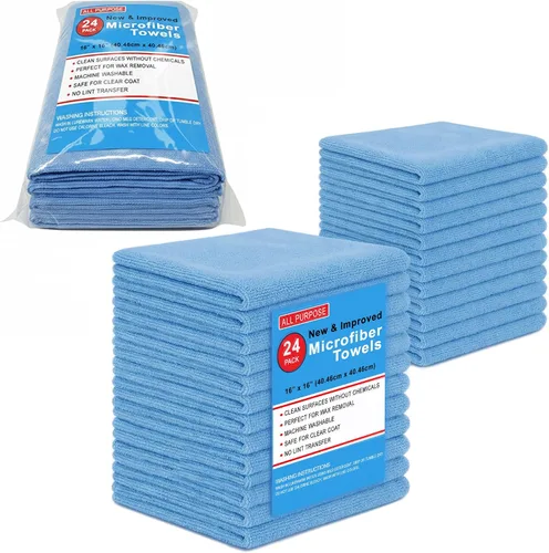 Vista 17 de Blue Horizon Toallas de limpieza de microfibra negras, paquete de 24 paños de felpa ultra suave de doble cara, paños de limpieza de microfibra