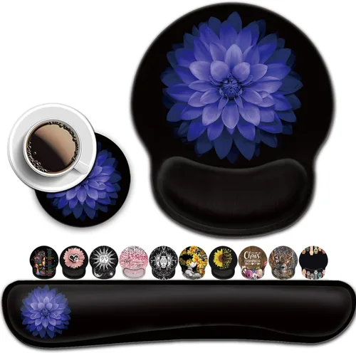 Vista 11 de Alfombrilla de escritorio para mouse y computadora, protector de muñeca impreso con jirafas geniales, goma ergonómicamente antideslizante, cómodo