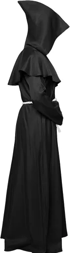 Vista 7 de Disfraz de fraile medieval renacentista, monje con capucha, disfraz de Halloween