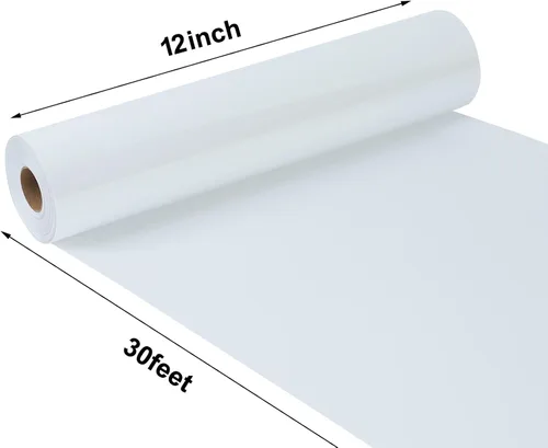 Vista 2 de TUMIYA HTV Rollos de vinilo de transferencia de calor, vinilo HTV de 12 pulgadas x 30 pies, vinilo blanco para planchar con diseño de bricolaje