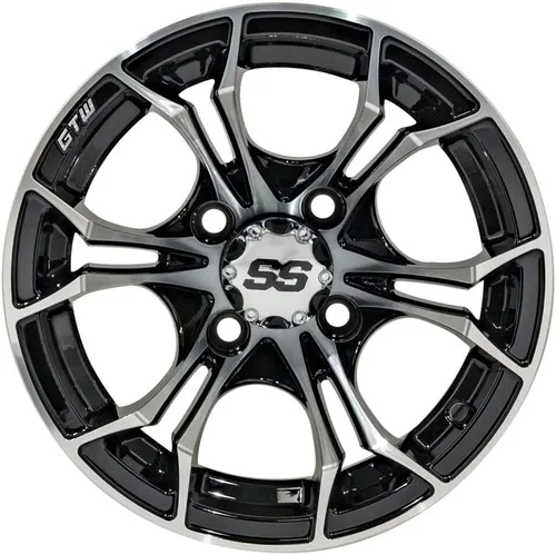 Vista 12 de GTW Spyder - Rueda de aluminio para carrito de golf de 12 pulgadas 12x7 4-4 pernos desplazamiento de 3:4 (azul/negro)