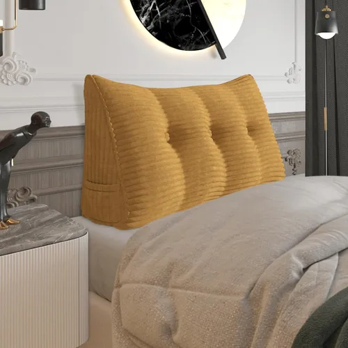 Vista 82 de Almohada de cabecera gruesa totalmente rellena tamaño Queen, cabecera acolchada suave y firme, soporte grande, triangular, almohada de cuña