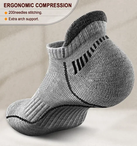 Vista 3 de BULLIANT Calcetines de correr para hombre, 6 pares, calcetines de tobillo que no se ven transpirables, absorben para hombres y mujeres, suela