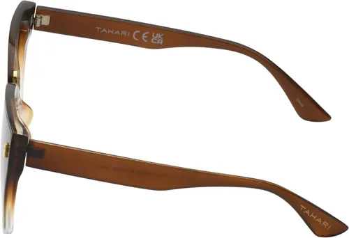 Vista 3 de TAHARI Women's Chic Shield UV400 Protective Cat Eye Sunglasses Marrón (Brown Crystal)