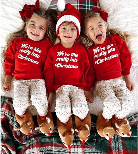 Vista 4 de Madjtlqy Sudadera de manga larga con estampado de letras y pantalones elásticos, ropa de Navidad para bebé