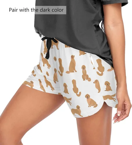 Vista 6 de vvfelixl Pantalones cortos de dormir para mujeres, cachorros, pantalones cortos de pijama con bolsillos, pantalones de dormir S-XXL