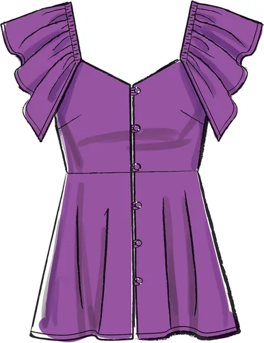 Vista 6 de McCall Pattern - Camiseta de tirantes para mujer, con mangas fruncidas, tallas 6 a 14