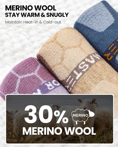 Vista 2 de OutdoorMaster Calcetines de esquí de lana merina, 23 pares sobre la pantorrilla, puños antideslizantes para hombres y mujeres, calcetines térmicos
