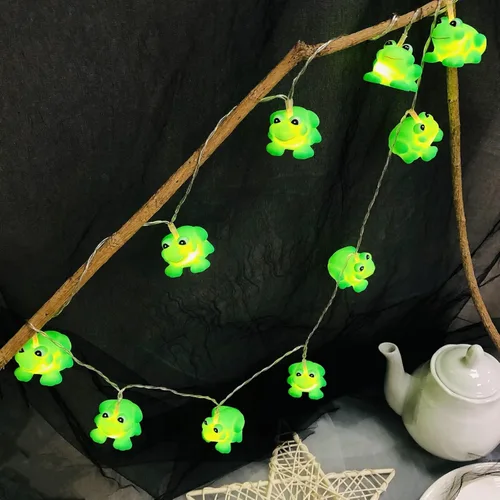 Vista 10 de Lindas luces de noche de rana 3M 20LED para dormitorio, rana de hadas para dormitorio, decoración de vacaciones del hogar (USB + batería)