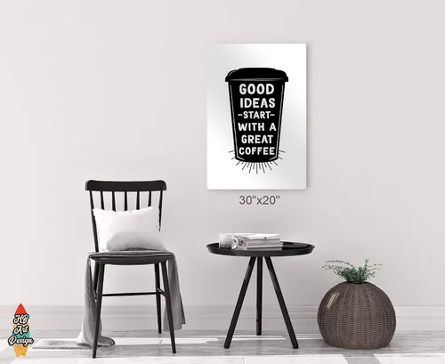 Vista 6 de HB Art Design Good Ideas Start With a Great Coffee Quote on Black Cup Metal Print Wall Art Coffee Bar Decor Coffee Signs Kitchen Wall Decor Dining