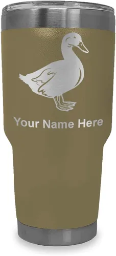 Vista 9 de LaserGram Vaso aislado al vacío de 20 onzas, pato, grabado personalizado incluido (negro) Engraved Gift for Duck Hunters, Vacuum Insulated
