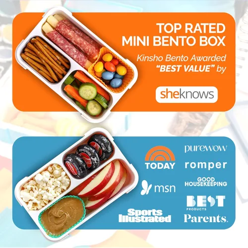 Vista 3 de Bento - Juego de Lonchera para almuerzo o refrigerio, a prueba de fugas, con recipientes, para niños y adultos, libre de BPA, apto para microondas