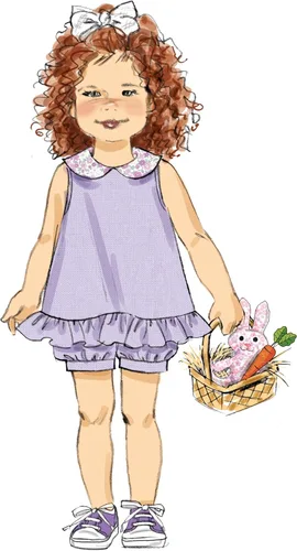 Vista 7 de Butterick Kit de patrón de costura para vestidos, tops, pantalones cortos, pañuelos y pantalones para niños pequeños, código de diseño B6951, tallas