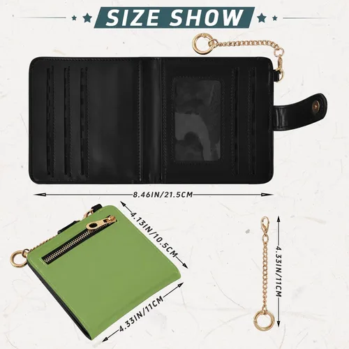 Vista 3 de Greenery Slim Wallet for Women RFID Blocking Bifold Card Holder with Zipper Coin Pocket, ID Window