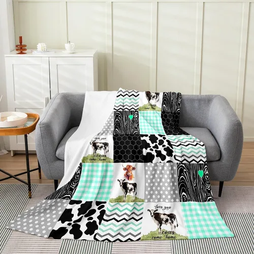 Vista 14 de Erosebridal Manta Rústica de Vaca para Cama de Bebé 30x40, Manta Retro de Cuero de Vaca para Niños, Niños y Niñas, Manta de Franela de Vaca