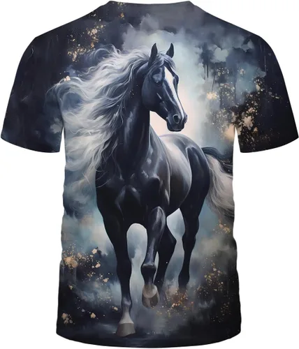 Vista 3 de Camiseta con estampado de caballo 3D Trippy para hombre, camiseta colorida con estampado de animales