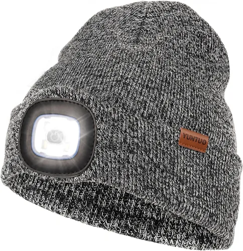 Vista 41 de Gorro LED con la luz, unisex, linterna frontal recargable por USB, gorro de punto de invierno, regalos para hombres, papá, esposo, él Azul Oscuro