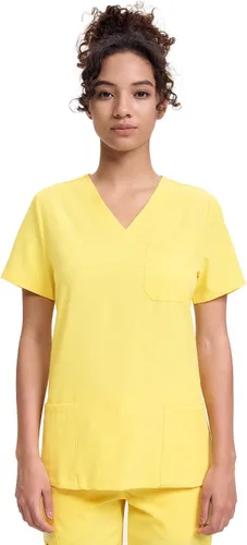 Vista 18 de floralhue Uniformes médicos para mujeres, blusas de uniforme médico suaves con cuello en V, uniforme médico elástico con 4 bolsillos, transpirable