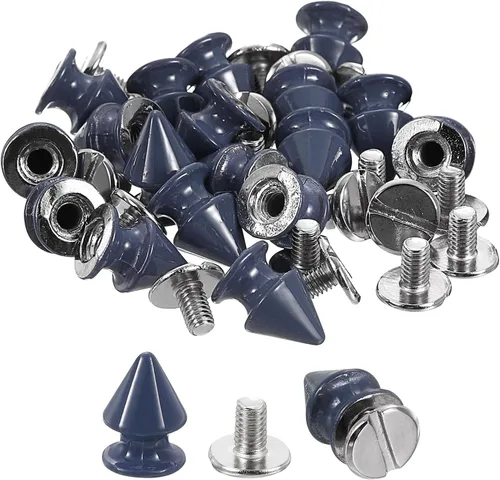 Vista 18 de uxcell 50 juegos de remaches de espiga cono, 0.315 x 0.472 in con rosca trasera para árbol y picos para manualidades de cuero, ropa, zapatos, Negro