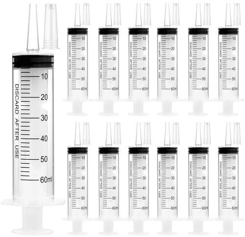 Vista 11 de Paquete de 24 jeringas de plástico de 0.0 fl oz con tapas, estériles, selladas individualmente para rellenar líquidos precisos, medir y alimentar