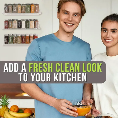 Vista 7 de El organizador de especias de acrílico "invisible". El organizador de hierbas y especias perfecto para la cocina Estantes flotantes amurados a