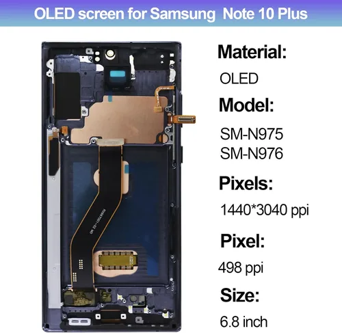 Vista 3 de OLED para Samsung Galaxy Note 10 Plus 4G 5G Reemplazo de pantalla con marco OLED táctil digitalizador de 6.8 pulgadas [OLED, NO LCD] con kit