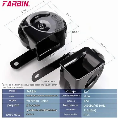 Vista 7 de FARBIN Bocinas universales de 12 V para automóvil, bocinas de vehículo ruidosas, kit de bocina de caracol de doble tono con arnés de relé