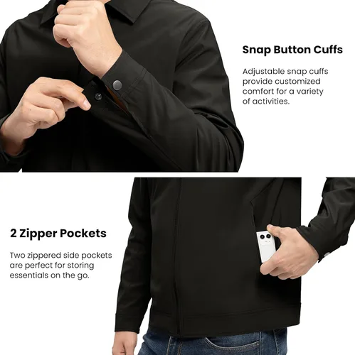 Vista 2 de Rdruko Chaquetas ligeras para hombre Cortavientos de primavera y otoño Chaquetas ligeras Casuales y elegantes con bolsillos