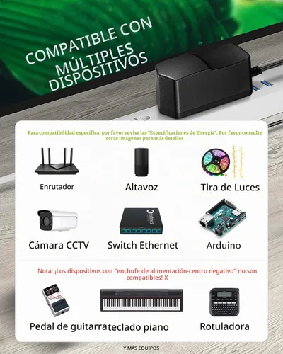 Vista 5 de Cargador de fuente de alimentación con adaptador de CA de 9V 2A [9 voltios 2 amperios de potencia de conmutación regulada] con 11 enchufes de CC