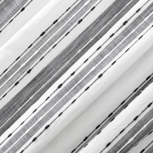 Vista 3 de Archaeo Cenefa de cortina de algodón a rayas con textura Slub, 52 x 14 pulgadas, negro/blanco