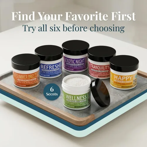 Vista 4 de Waters Choice - Paquete de muestra de sales de aromaterapia Spa Salt variety set with botanical extracts. Jet-safe spa water additive ideal for