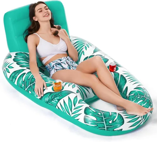 Vista 11 de Jasonwell Inflatable Pool Float Adult - Pool Floaties Lounger Floats Raft Floating Chair Water Floaties for Swimming Pool Lake Lounge Float with Cup
