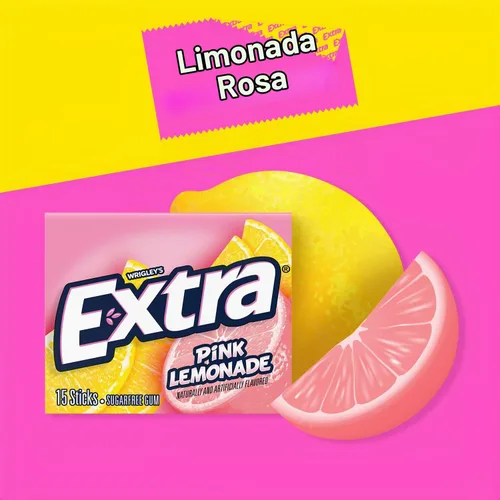 Vista 3 de Extra Pink Lemonade - Goma de mascar sin azúcar, paquete a granel, 150