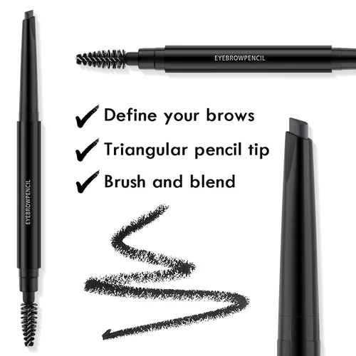 Vista 2 de Lápiz de cejas – Lápiz de cejas impermeable para maquillaje con punta triangular, cepillo de cejas de doble cara, punta fina, relleno de cejas que