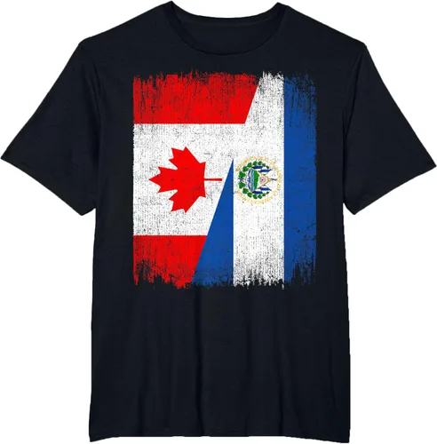 Vista 32 de Camiseta Half Canada El Salvador Flag Canadian Salvadoran Pride Roots